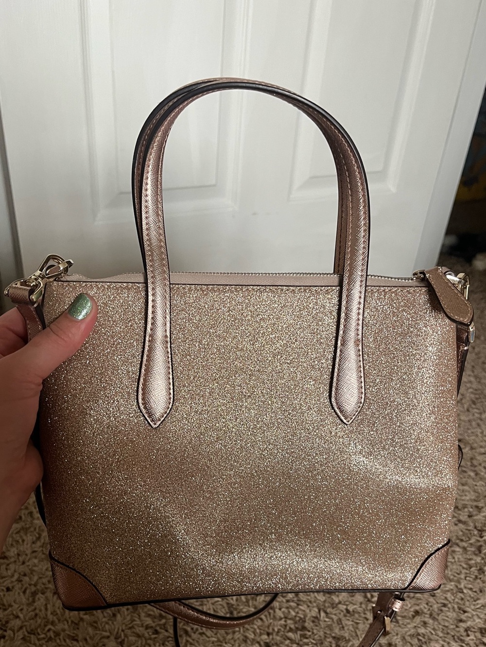 kate spade Rose Gold Glitter Satchel Bag - Picture 3 of 5